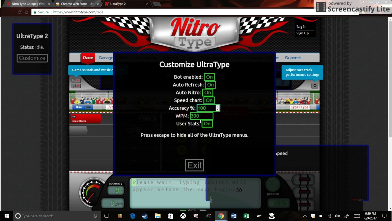nitro type auto typer chrome extension